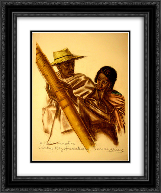 Dessins Et Peintures D'afrique Executes Au Cours De L'expedition Citroen Centre Afrique 20x24 Black Ornate Wood Framed Art Print Poster with Double Matting by Jacovleff, Alexandre