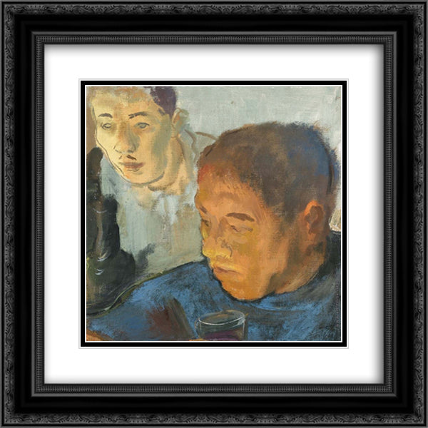 Double Portrait 20x20 Black Ornate Wood Framed Art Print Poster with Double Matting by Jacovleff, Alexandre