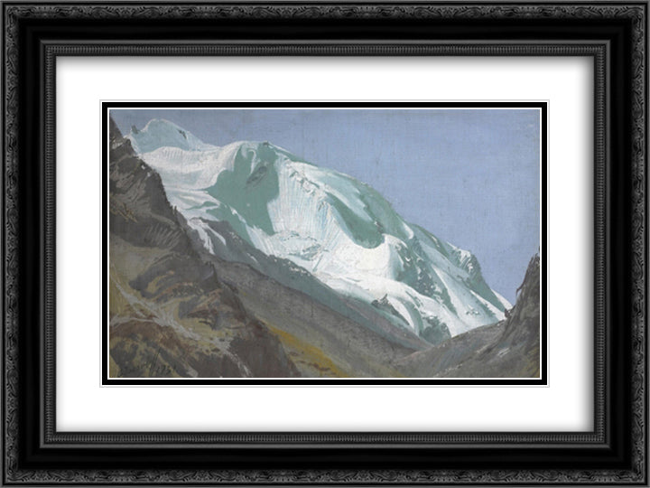 Glacier in the Pamir 24x18 Black Ornate Wood Framed Art Print Poster with Double Matting by Jacovleff, Alexandre
