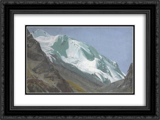 Glacier in the Pamir 24x18 Black Ornate Wood Framed Art Print Poster with Double Matting by Jacovleff, Alexandre