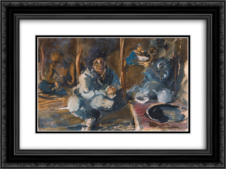 In the Kyrgyz yurt 24x18 Black Ornate Wood Framed Art Print Poster with Double Matting by Jacovleff, Alexandre