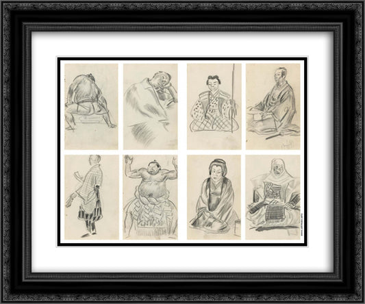 Japanese Sketches 24x20 Black Ornate Wood Framed Art Print Poster with Double Matting by Jacovleff, Alexandre