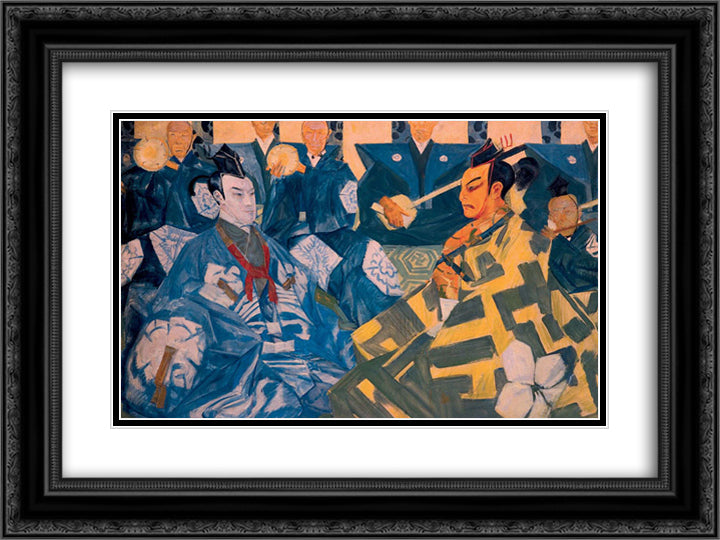 Japanese Theatre (Kabuki) 24x18 Black Ornate Wood Framed Art Print Poster with Double Matting by Jacovleff, Alexandre