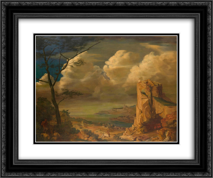 Mythological Landscape 24x20 Black Ornate Wood Framed Art Print Poster with Double Matting by Jacovleff, Alexandre