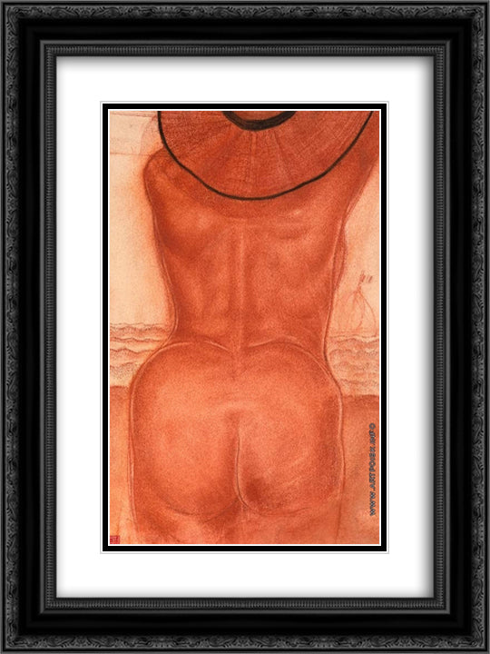 Nu #2 18x24 Black Ornate Wood Framed Art Print Poster with Double Matting by Jacovleff, Alexandre