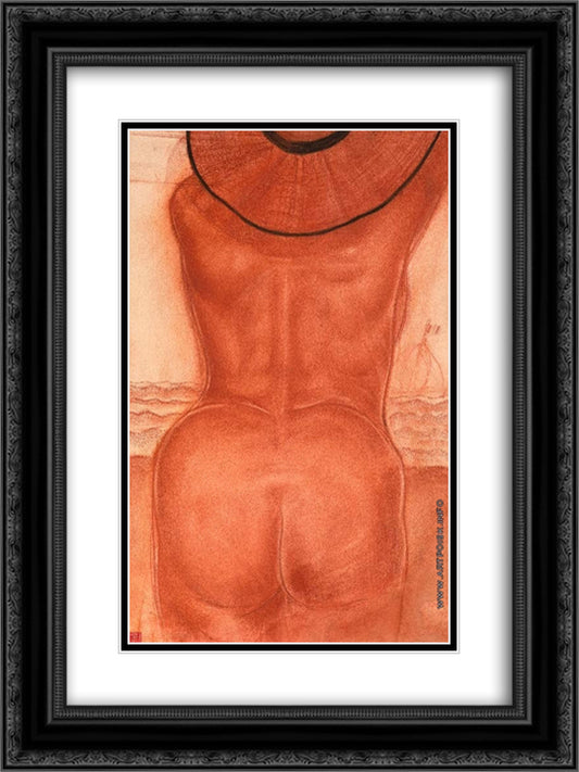 Nu #2 18x24 Black Ornate Wood Framed Art Print Poster with Double Matting by Jacovleff, Alexandre