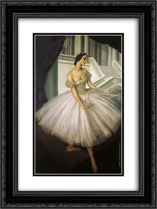 Portrait of Anna Pavlova 18x24 Black Ornate Wood Framed Art Print Poster with Double Matting by Jacovleff, Alexandre