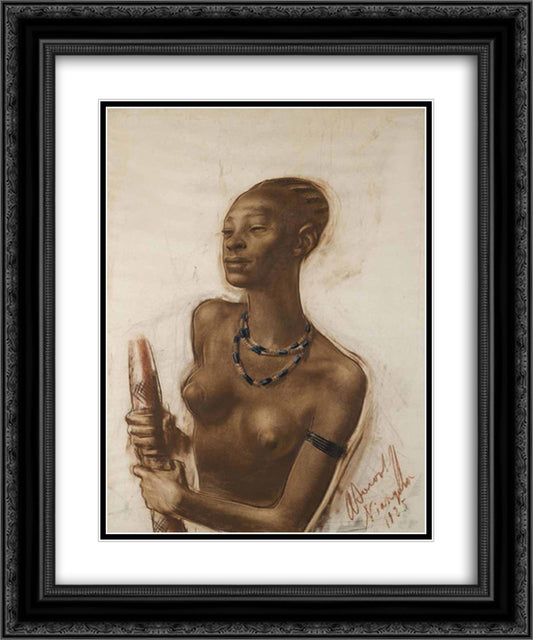Portrait of mangbetu woman 20x24 Black Ornate Wood Framed Art Print Poster with Double Matting by Jacovleff, Alexandre