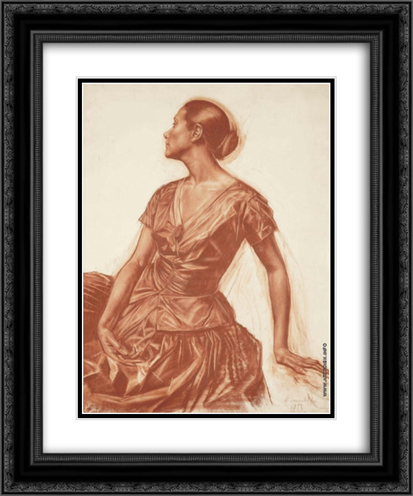 Portrait of Salome Andronnikova 20x24 Black Ornate Wood Framed Art Print Poster with Double Matting by Jacovleff, Alexandre