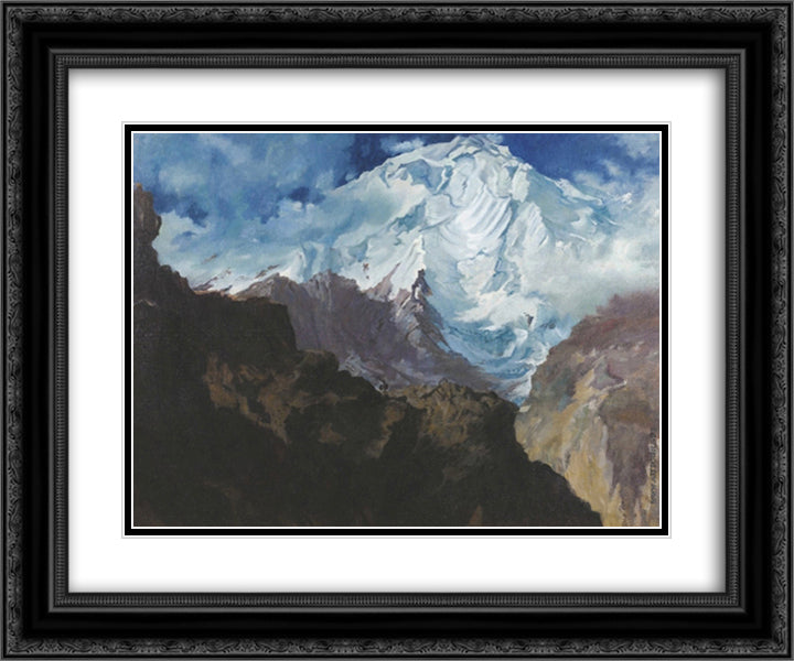 Rakaposhi Mountain 24x20 Black Ornate Wood Framed Art Print Poster with Double Matting by Jacovleff, Alexandre
