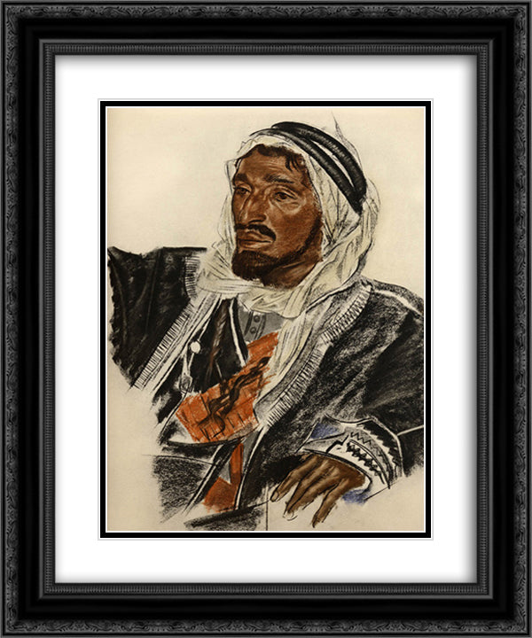 Sheikh Sattam de Haddadin of Palmyra 20x24 Black Ornate Wood Framed Art Print Poster with Double Matting by Jacovleff, Alexandre