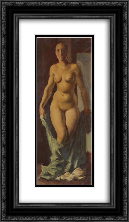 Standing Nude 14x24 Black Ornate Wood Framed Art Print Poster with Double Matting by Jacovleff, Alexandre