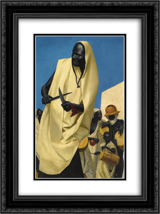 The Kuli-Kuta Dance, Niamey 18x24 Black Ornate Wood Framed Art Print Poster with Double Matting by Jacovleff, Alexandre