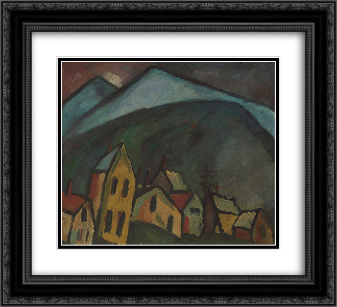 Berglandschaft mit Hausern 22x20 Black Ornate Wood Framed Art Print Poster with Double Matting by von Jawlensky, Alexej