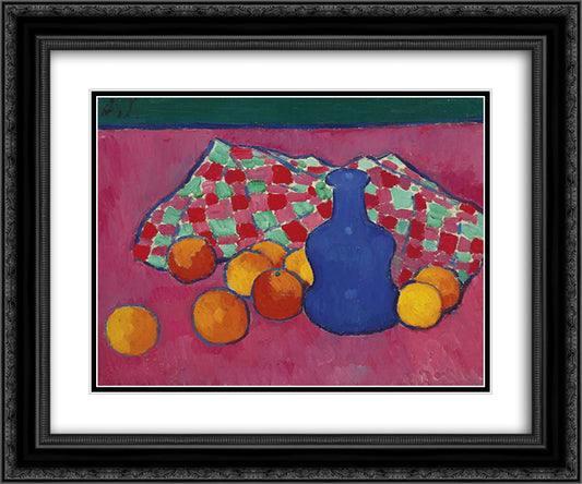 Blaue Vase mit Orangen 24x20 Black Ornate Wood Framed Art Print Poster with Double Matting by von Jawlensky, Alexej