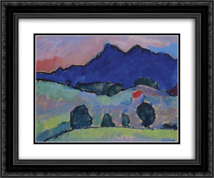 Blauer Berg 24x20 Black Ornate Wood Framed Art Print Poster with Double Matting by von Jawlensky, Alexej