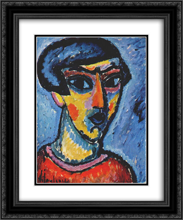 Head in blue 20x24 Black Ornate Wood Framed Art Print Poster with Double Matting by von Jawlensky, Alexej