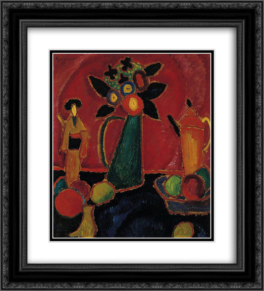 Japanese Flower 20x22 Black Ornate Wood Framed Art Print Poster with Double Matting by von Jawlensky, Alexej