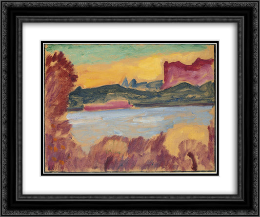 Landschaft, Genfer See 24x20 Black Ornate Wood Framed Art Print Poster with Double Matting by von Jawlensky, Alexej