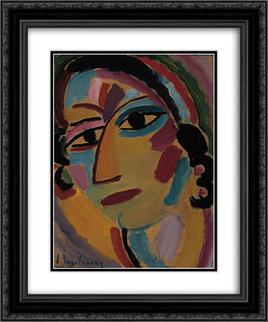 Mystical Head 20x24 Black Ornate Wood Framed Art Print Poster with Double Matting by von Jawlensky, Alexej