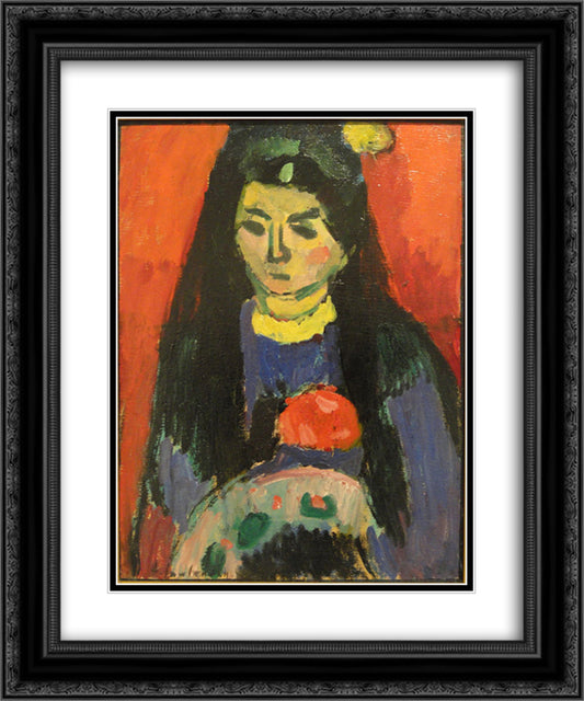 Red Blossom 20x24 Black Ornate Wood Framed Art Print Poster with Double Matting by von Jawlensky, Alexej