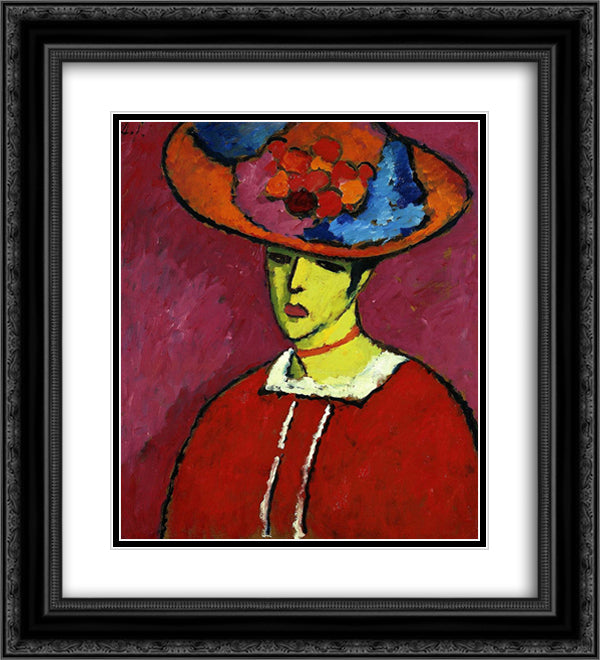 Schokko with Wide-Brimmed Hat 20x22 Black Ornate Wood Framed Art Print Poster with Double Matting by von Jawlensky, Alexej