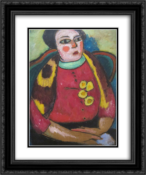 Seated Woman 20x24 Black Ornate Wood Framed Art Print Poster with Double Matting by von Jawlensky, Alexej