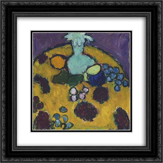 Stilleben mit gestickter Decke 20x20 Black Ornate Wood Framed Art Print Poster with Double Matting by von Jawlensky, Alexej