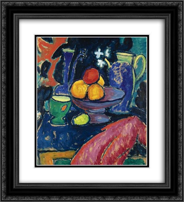 Still-life with jug 20x22 Black Ornate Wood Framed Art Print Poster with Double Matting by von Jawlensky, Alexej