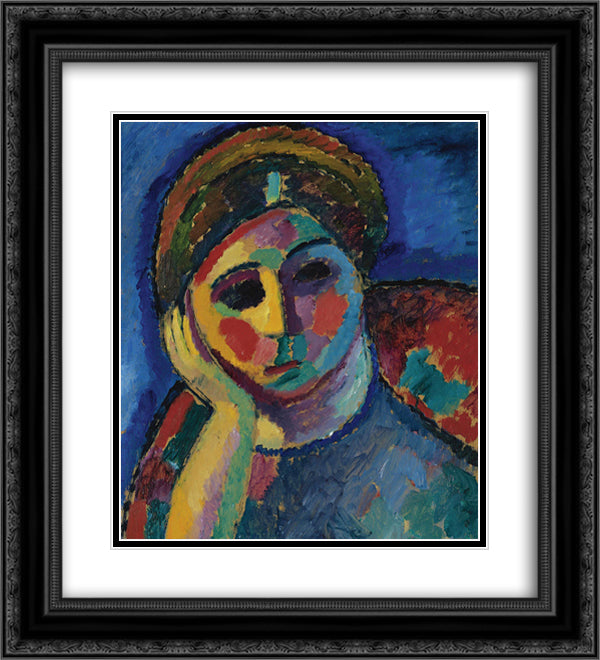 The thinking woman 20x22 Black Ornate Wood Framed Art Print Poster with Double Matting by von Jawlensky, Alexej