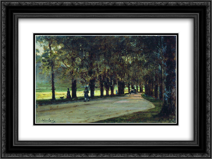 Alley in the park, Liechtenstein 24x18 Black Ornate Wood Framed Art Print Poster with Double Matting by Bogolyubov, Alexey