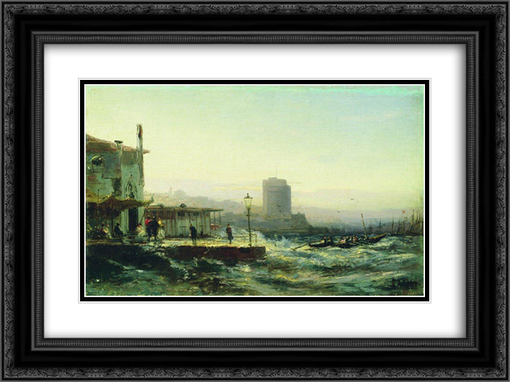 Baku. Embankment 24x18 Black Ornate Wood Framed Art Print Poster with Double Matting by Bogolyubov, Alexey