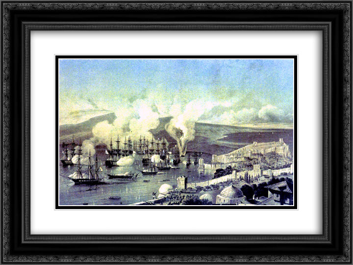 Battle Of Sinop 24x18 Black Ornate Wood Framed Art Print Poster with Double Matting by Bogolyubov, Alexey