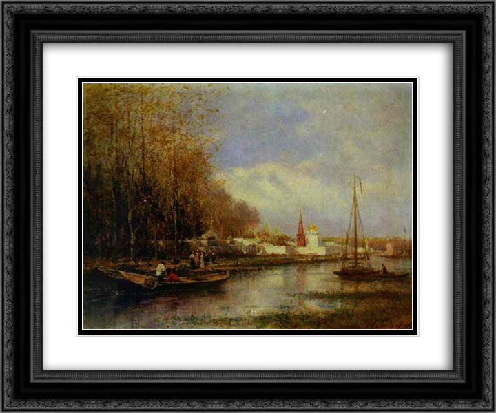 Monastery 24x20 Black Ornate Wood Framed Art Print Poster with Double Matting by Bogolyubov, Alexey