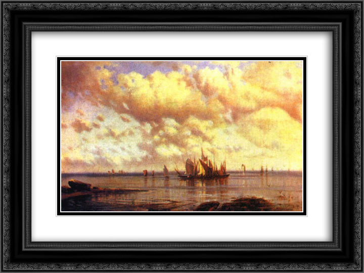 Sailboats in the bay 24x18 Black Ornate Wood Framed Art Print Poster with Double Matting by Bogolyubov, Alexey