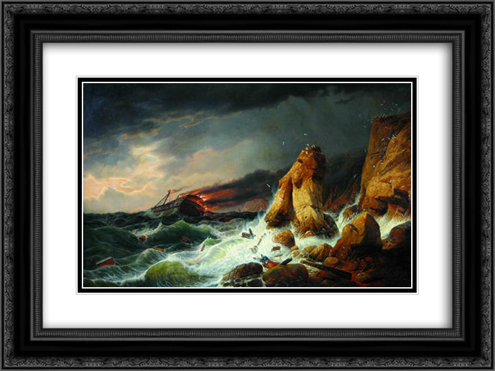 Shipwreck 24x18 Black Ornate Wood Framed Art Print Poster with Double Matting by Bogolyubov, Alexey
