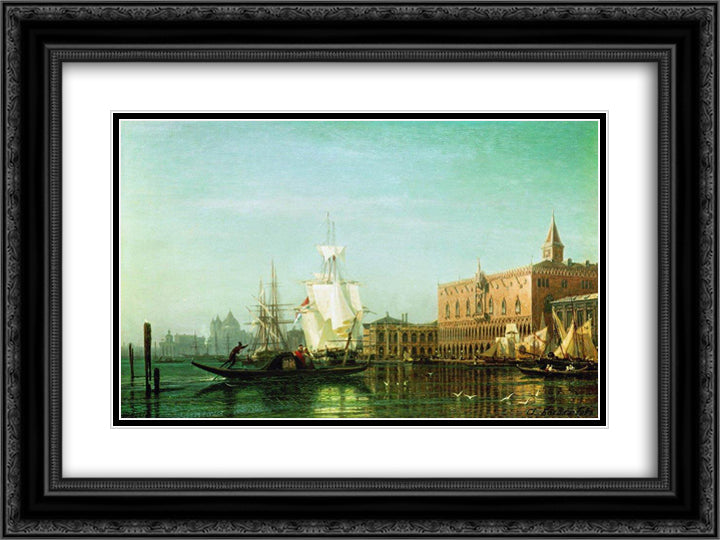 Venice 24x18 Black Ornate Wood Framed Art Print Poster with Double Matting by Bogolyubov, Alexey