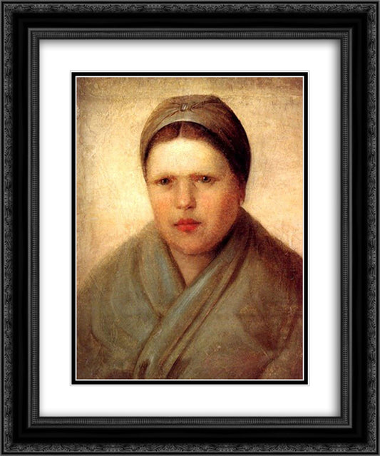 A Peasant Woman 20x24 Black Ornate Wood Framed Art Print Poster with Double Matting by Venetsianov, Alexey