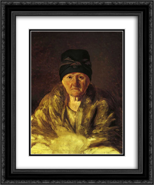 Old Nurse in Shlychkov 20x24 Black Ornate Wood Framed Art Print Poster with Double Matting by Venetsianov, Alexey