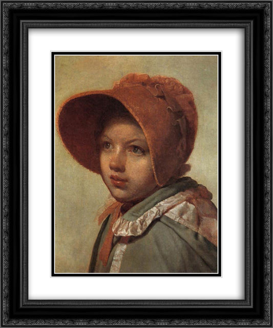 Portrait of A. A. Venetsianova 20x24 Black Ornate Wood Framed Art Print Poster with Double Matting by Venetsianov, Alexey
