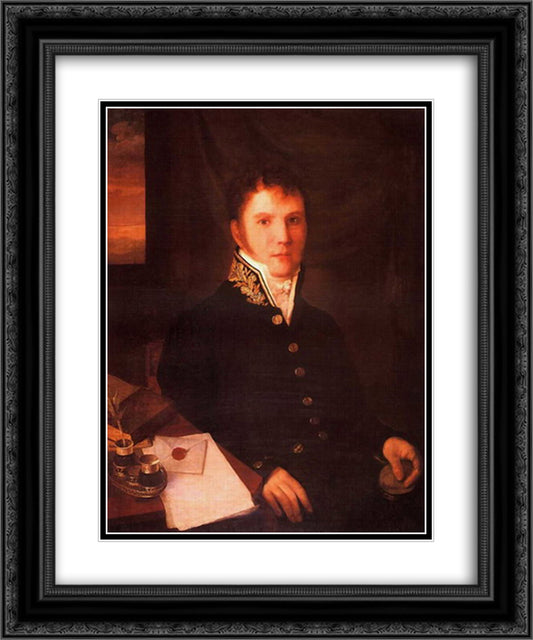 Portrait of an Official 20x24 Black Ornate Wood Framed Art Print Poster with Double Matting by Venetsianov, Alexey