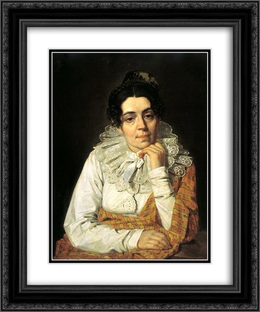 Portrait of M. A. Venetsianova 20x24 Black Ornate Wood Framed Art Print Poster with Double Matting by Venetsianov, Alexey