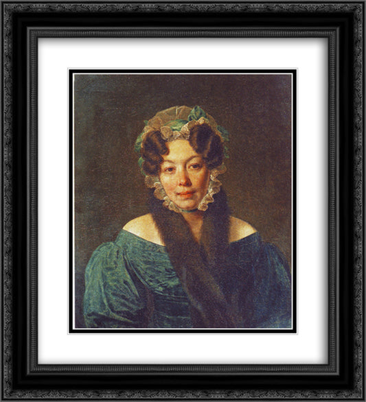 Portrait of M. M. Philosophova 20x22 Black Ornate Wood Framed Art Print Poster with Double Matting by Venetsianov, Alexey
