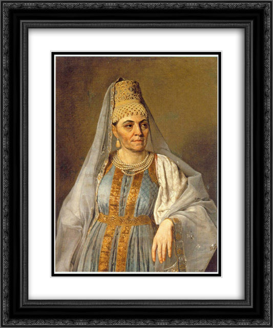 Portrait of Marfa Venetsianova 20x24 Black Ornate Wood Framed Art Print Poster with Double Matting by Venetsianov, Alexey