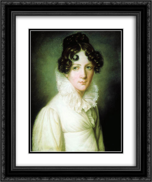 Portrait of Natalia Pavlovna Stroganova 20x24 Black Ornate Wood Framed Art Print Poster with Double Matting by Venetsianov, Alexey