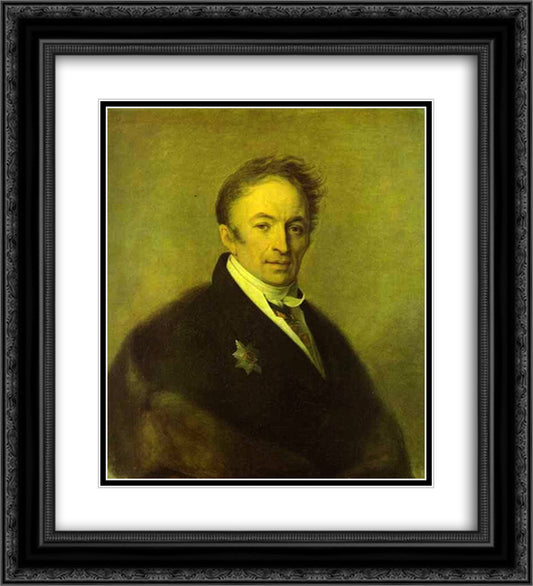 Portrait of Nikolay Karamzin 20x22 Black Ornate Wood Framed Art Print Poster with Double Matting by Venetsianov, Alexey