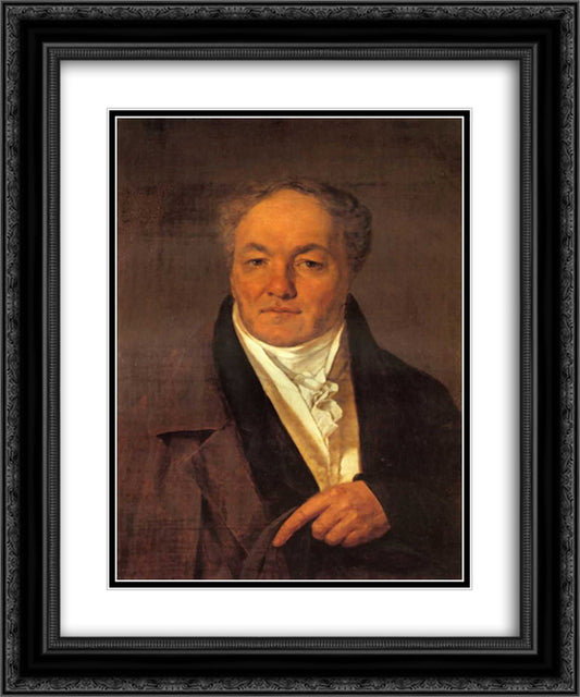 Portrait of P. I. Milyukov 20x24 Black Ornate Wood Framed Art Print Poster with Double Matting by Venetsianov, Alexey