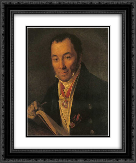 Portrait of P.V. Havskoy 20x24 Black Ornate Wood Framed Art Print Poster with Double Matting by Venetsianov, Alexey