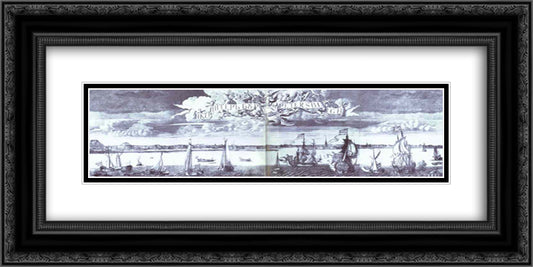 Panoramic View of St. Petersburg 24x12 Black Ornate Wood Framed Art Print Poster with Double Matting by Zubov, Alexey