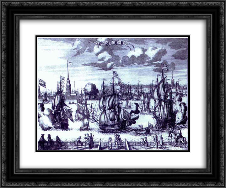 St. Petersburg. View of the Peter and Paul Fortress. 24x20 Black Ornate Wood Framed Art Print Poster with Double Matting by Zubov, Alexey